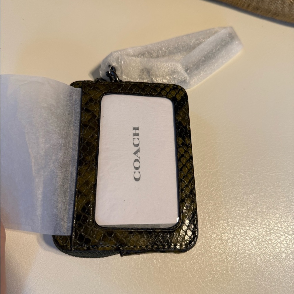Coach Zip Card Case with Snake Print with Gunmetal Hardware - Picture 2 of 3